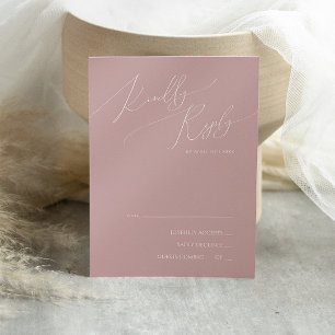 Whimsical Script   Dusty Rose RSVP Card