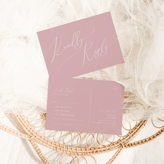 Whimsical Script | Dusty Rose Song Request RSVP Postcard (Creator Uploaded)