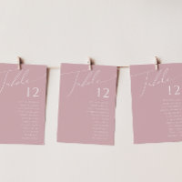 Whimsical Script | Dusty Rose Table Number Chart