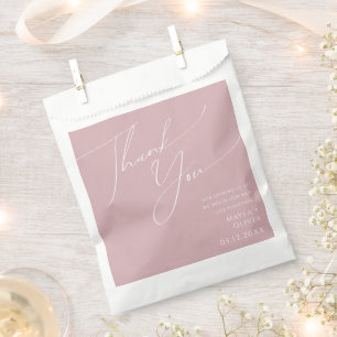 Whimsical Script   Dusty Rose Thank You Favour Bag