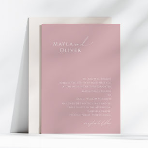 Whimsical Script Dusty Rose Traditional Wedding Invitation
