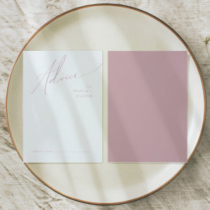 Whimsical Script Dusty Rose Wedding Advice Card