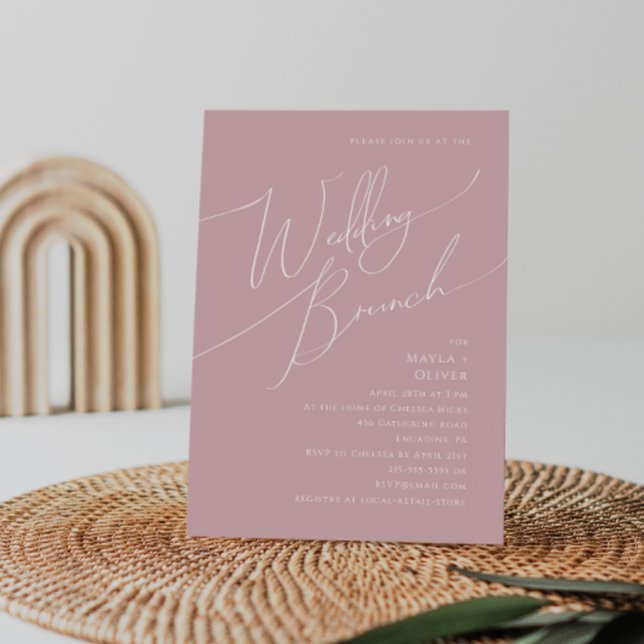 Whimsical Script | Dusty Rose Wedding Brunch Invitation (Creator Uploaded)