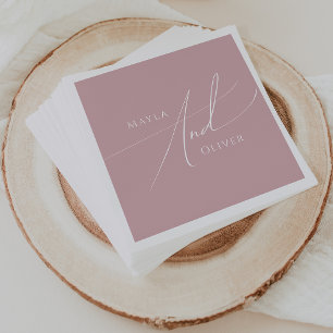 Whimsical Script   Dusty Rose Wedding Napkin