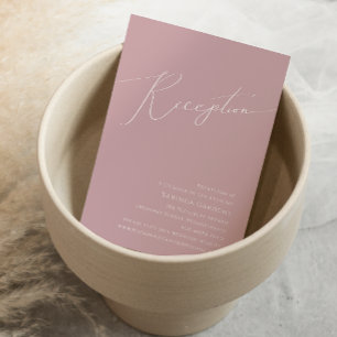 Whimsical Script Dusty Rose Wedding Reception Enclosure Card