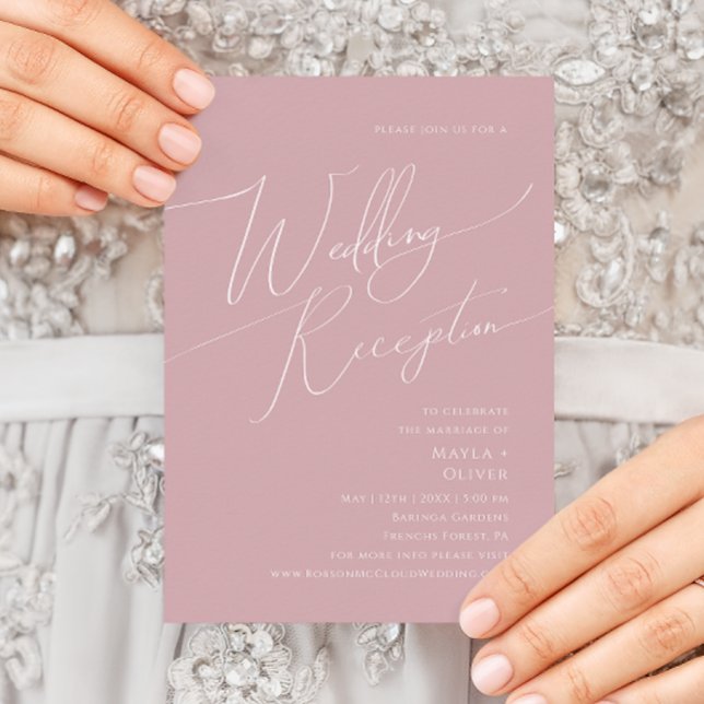 Whimsical Script | Dusty Rose Wedding Reception Invitation (Creator Uploaded)