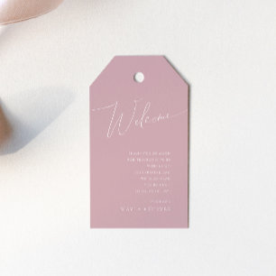Whimsical Script Dusty Rose Wedding Welcome Gift Tags