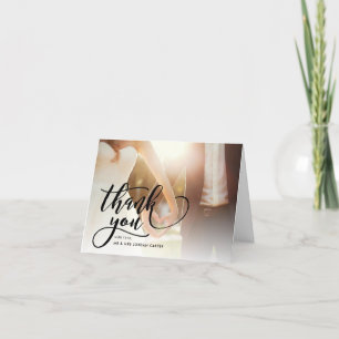 Whimsical Script Full Photo Wedding Thank You Card