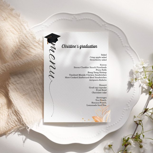 Whimsical script  Graduation party dinner menu  (Creator Uploaded)