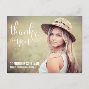 WHIMSICAL SCRIPT   GRADUATION THANK YOU POSTCARD