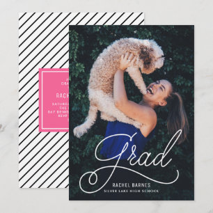 Whimsical Script Photo Graduation Party Invitation