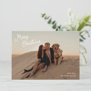 Whimsical Script Photo Modern Christmas Holiday Card