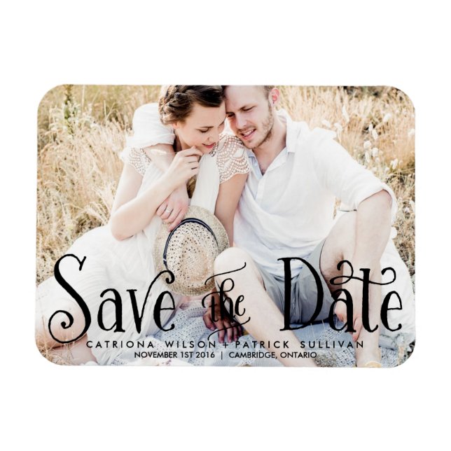 Whimsical Script Photo Save the Date Magnets (Horizontal)