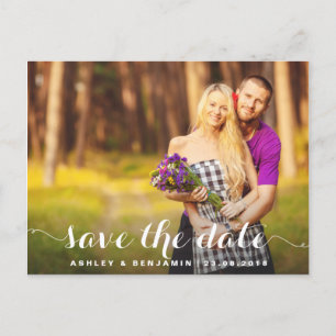 Whimsical Script Photo Save the Date Postcard