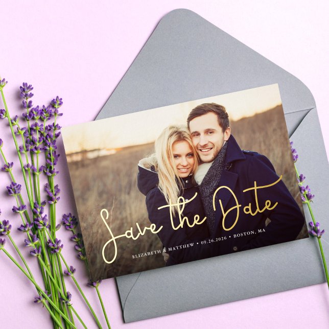 Whimsical Script Photo Wedding Save the Date (Creator Uploaded)