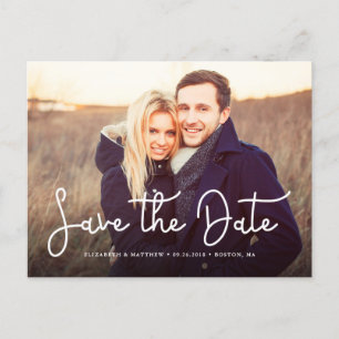 Whimsical Script Photo Wedding Save the Date Announcement Postcard