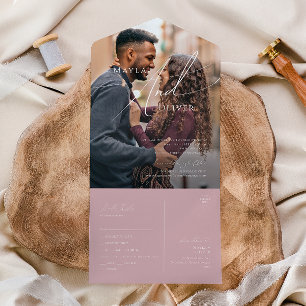 Whimsical Script Rose Casual Photo Seal and Send All In One Invitation