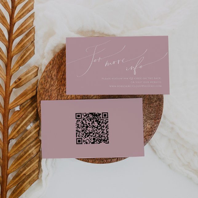 Whimsical Script | Rose Wedding QR Code Website Enclosure Card (Creator Uploaded)