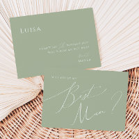 Whimsical Script | Sage Best Man Proposal Card