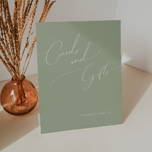 Whimsical Script   Sage Green Cards and Gifts Pedestal Sign