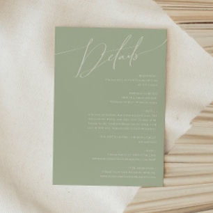 Whimsical Script Sage Green Details Enclosure Card