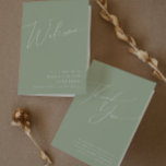 Whimsical Script | Sage Green Folded Wedding Programme<br><div class="desc">Introducing our stunning whimsical script | sage green folded wedding program perfect for your simple modern boho spring celebration. Our elegant design includes a vibrant bright, pastel colour palette with a vintage chic calligraphy script. Whether you prefer a minimalist or classic style, our unique editable product offers luxury and elegance,...</div>