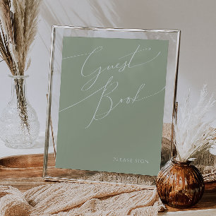Whimsical Script Sage Green Guest Book Sign