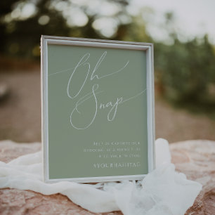 Whimsical Script   Sage Green Oh Snap Hashtag Poster