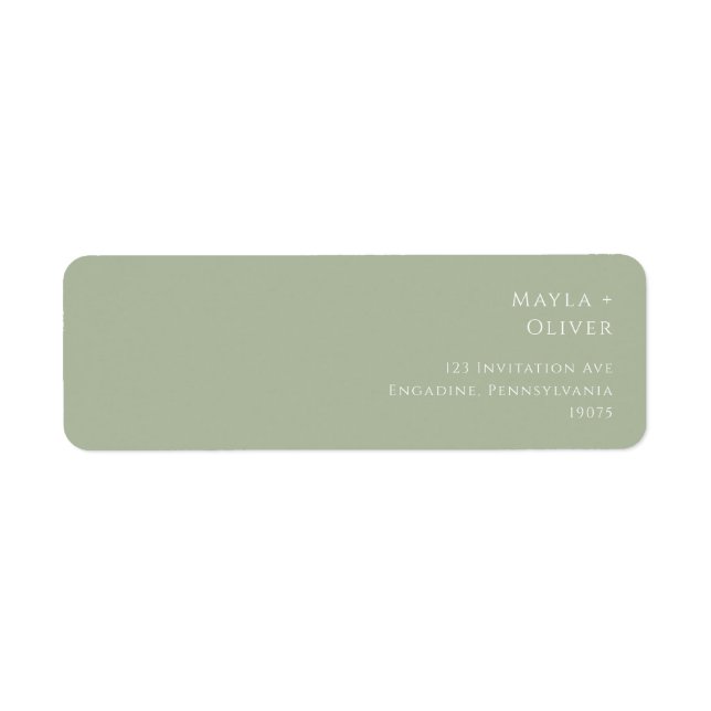 Whimsical Script | Sage Green Return Address Label (Front)
