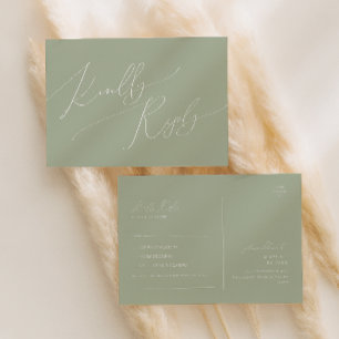 Whimsical Script   Sage Green Song Request RSVP Postcard