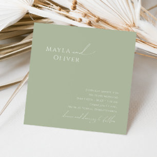 Whimsical Script   Sage Green Square Wedding Invitation