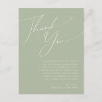 Whimsical Script | Sage Green Table Thank You Card