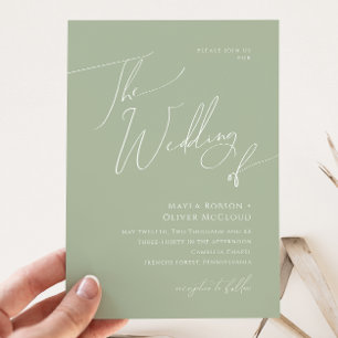 Whimsical Script Sage Green The Wedding Of Invitation