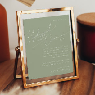 Whimsical Script Sage Green Unplugged Ceremony Poster