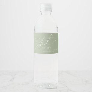 Whimsical Script   Sage Green Water Bottle Label