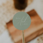 Whimsical Script | Sage Green Wedding Classic Round Sticker<br><div class="desc">Introducing our stunning whimsical script | sage green classic round sticker perfect for your simple modern boho spring celebration. Our elegant design includes a vibrant bright, pastel colour palette with a vintage chic calligraphy script. Whether you prefer a minimalist or classic style, our unique editable product offers luxury and elegance,...</div>