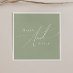 Whimsical Script | Sage Green Wedding Napkin<br><div class="desc">Introducing our stunning whimsical script | sage green wedding napkins perfect for your simple modern boho spring celebration. Our elegant design includes a vibrant bright, pastel colour palette with a vintage chic calligraphy script. Whether you prefer a minimalist or classic style, our unique editable product offers luxury and elegance, perfect...</div>