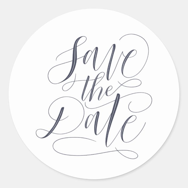 Whimsical Script Save The Date Classic Round Sticker (Front)