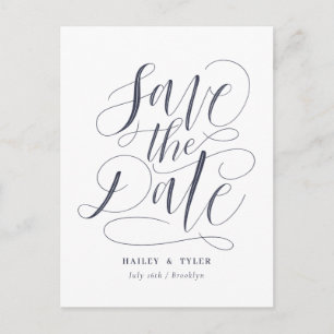 Whimsical Script Save The Date Postcard