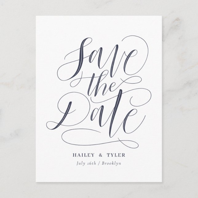 Whimsical Script Save The Date Postcard (Front)