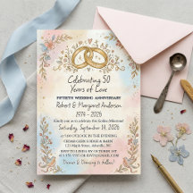 Whimsical Script Simple 50th Wedding Anniversary