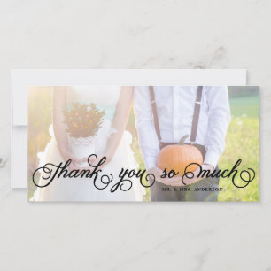 Whimsical Script   Wedding Thank You Photo Card
