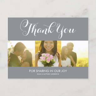 WHIMSICAL SCRIPT WEDDING THANK YOU POSTCARD