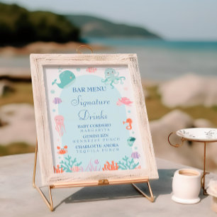 Whimsical Sea Life Signature Drinks Baby Shower Poster