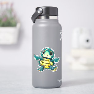 Whimsical sea turtle sticker for kids