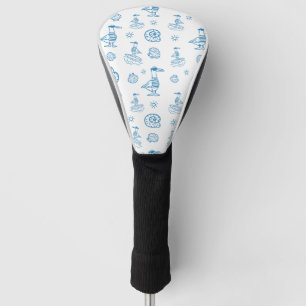 Whimsical Seagull Nautical Doodle Pattern Golf Head Cover