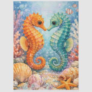 Whimsical Seahorse Coral Reef Tissue Paper