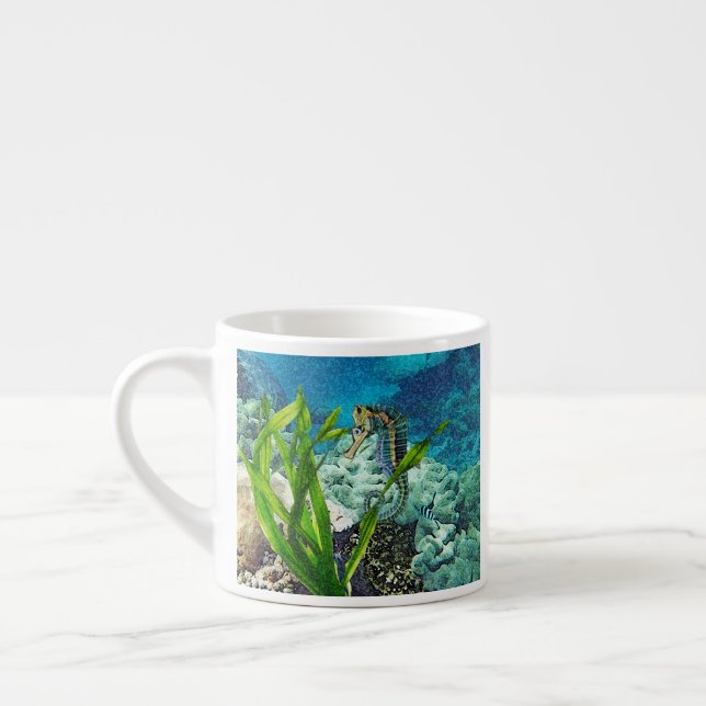 Whimsical Seahorse Espresso Cup (Left)