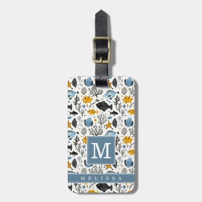 Whimsical Sealife Luggage Tag (Front Vertical)