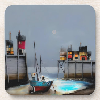 Whimsical seascapes 4 - hard plastic coaster